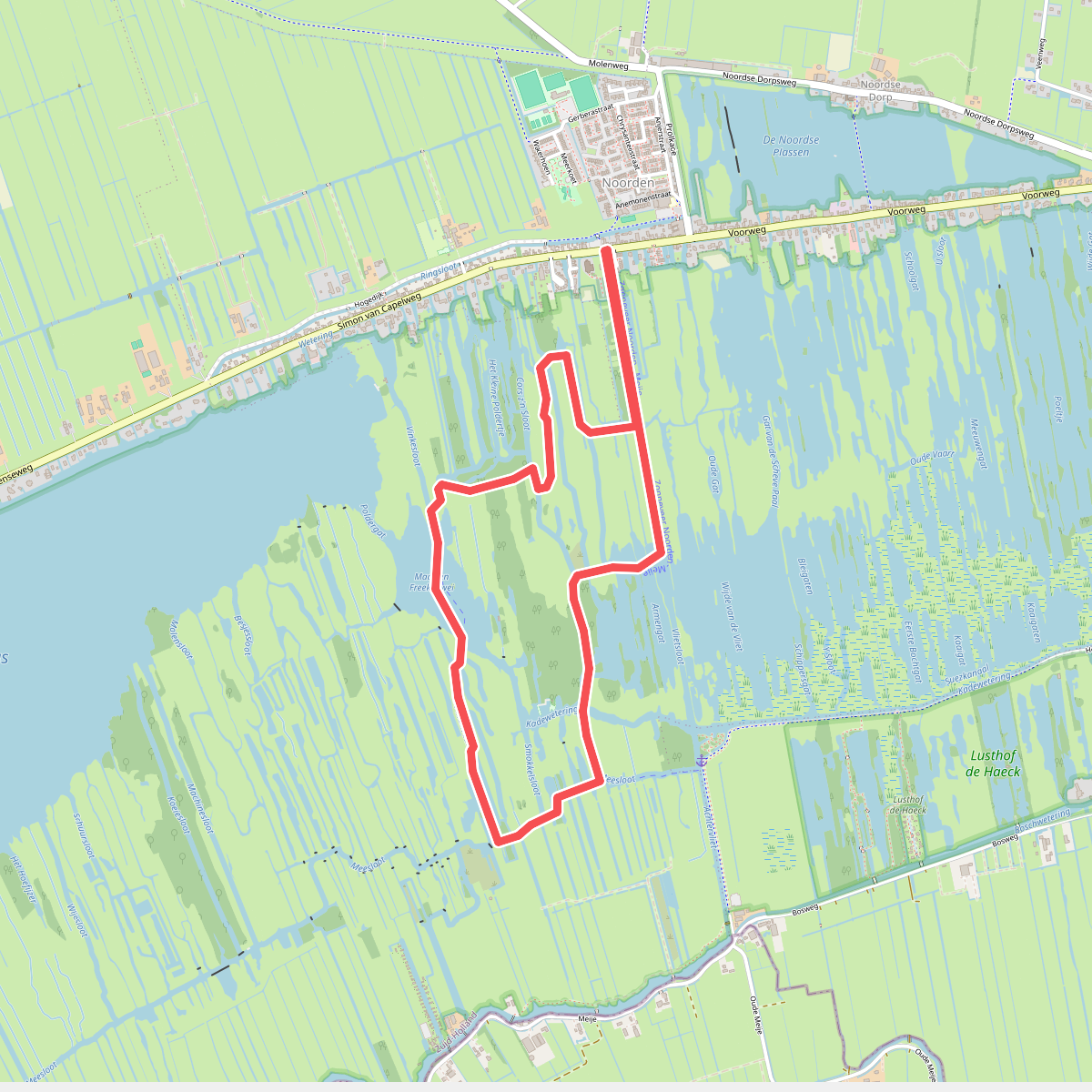 Rode elektroroute op de Nieuwkoopse Plassen, bij Noorden 