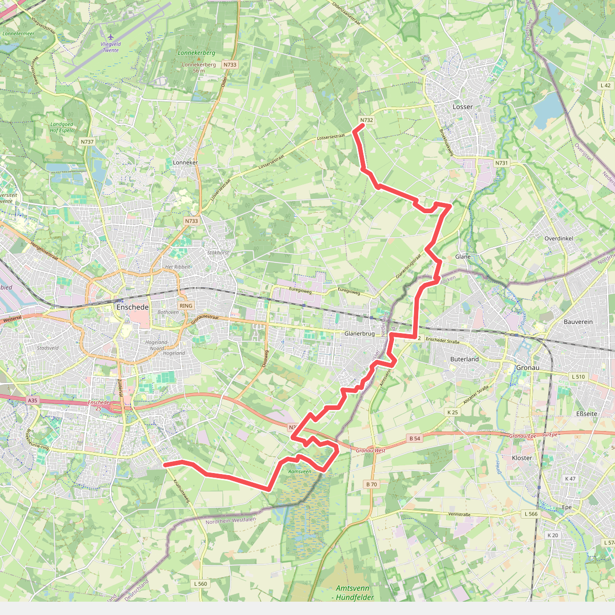Losser, N732 - Enschede · Noaberpad etappe 13