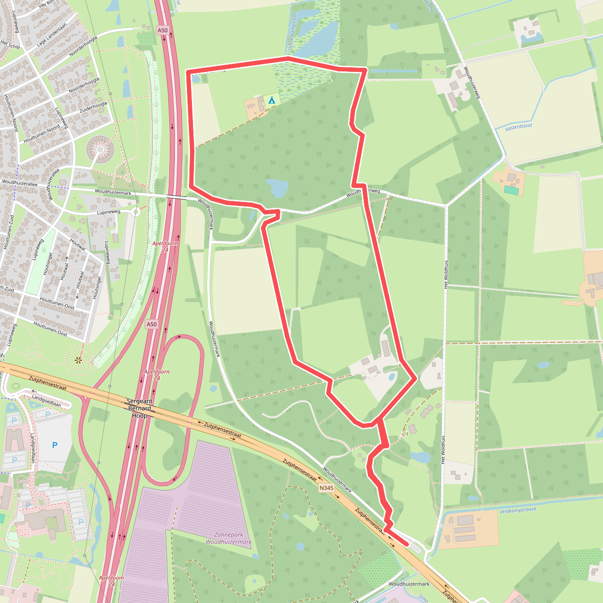 Wandelroute Woudhuizen, vlakbij Apeldoorn