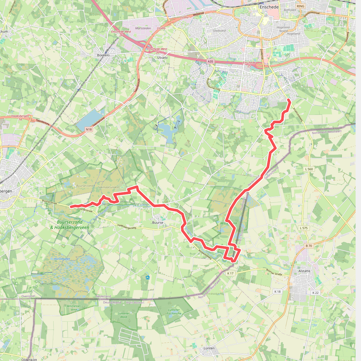 Enschede  - Haaksbergen, Buurserstraat · Noaberpad etappe 14