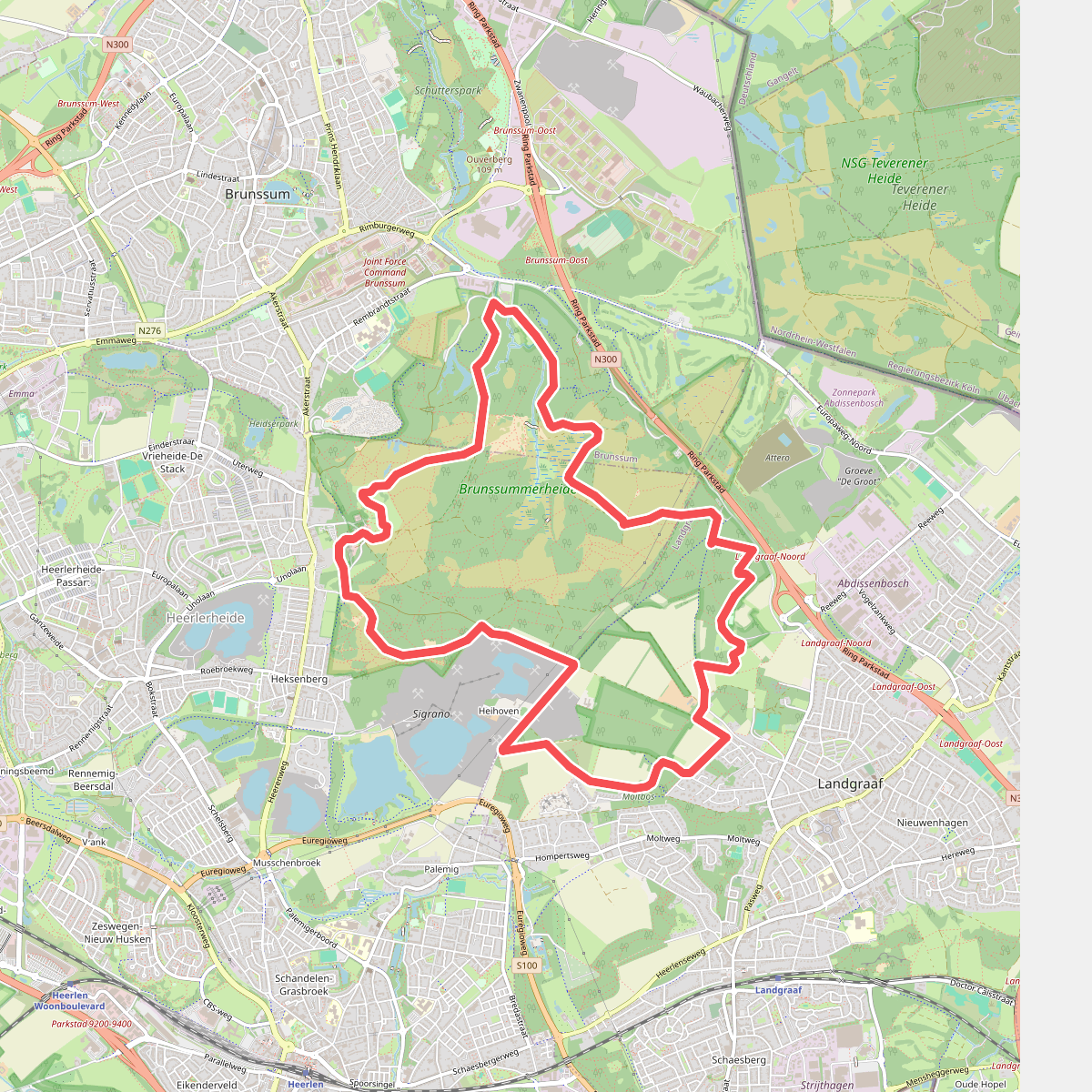 Wandelroute Brunssummerheide (Donkergroen)