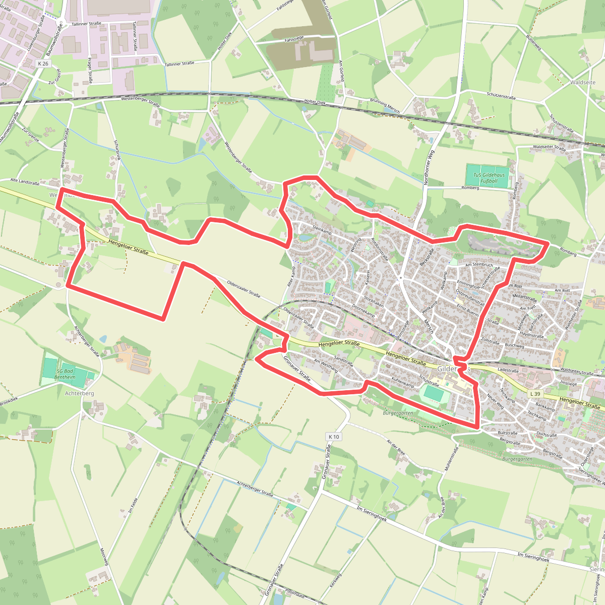 WNW Twente - Gildehaus - gele route