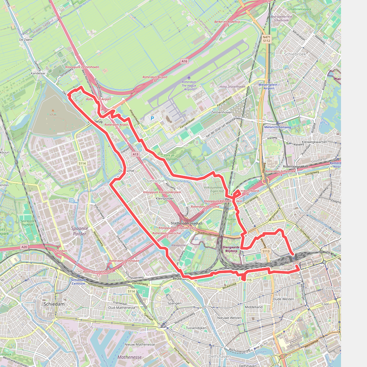 Groene wandelroute vanaf Rotterdam Centraal Station naar Buitenplaats De Tempel