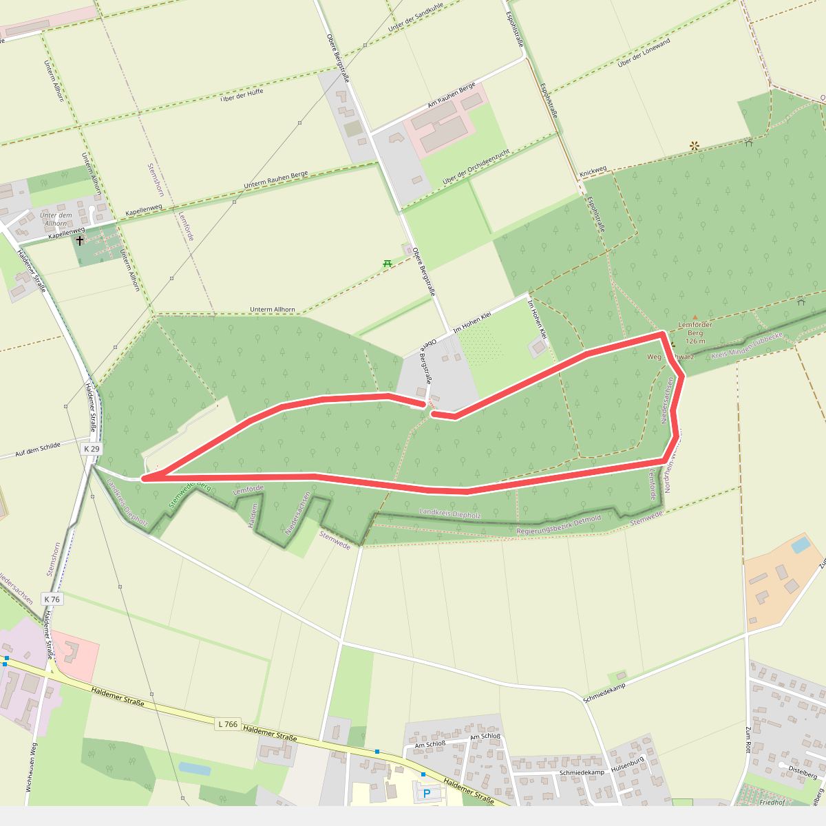 blau gepunktete Route - Stemweder Berg