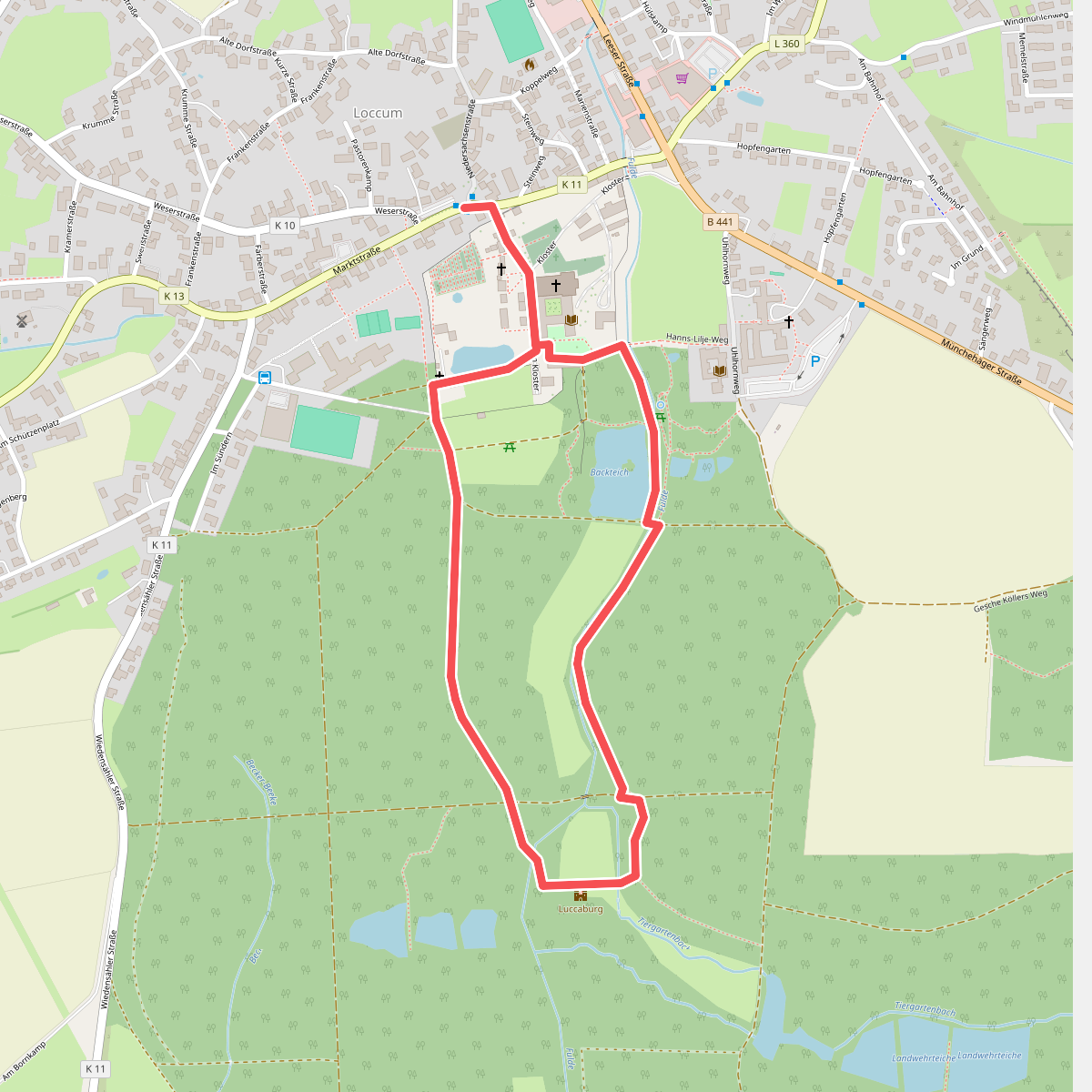 Weg 2 - grün - Wanderung im Loccumer Klosterwald
