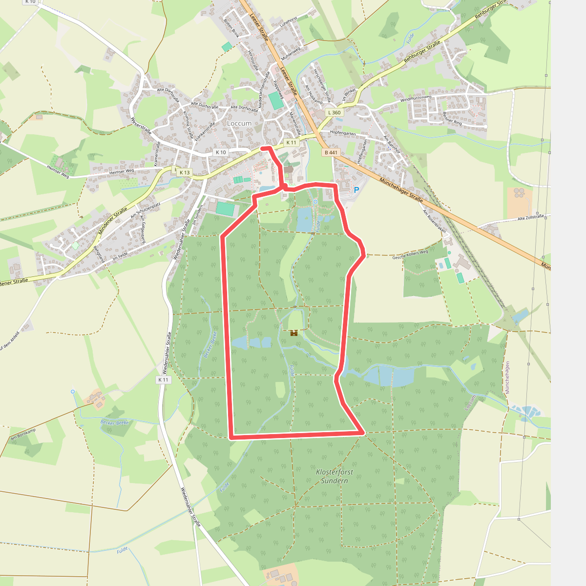 Weg 3 - gelb - Wanderung im Loccumer Klosterwald