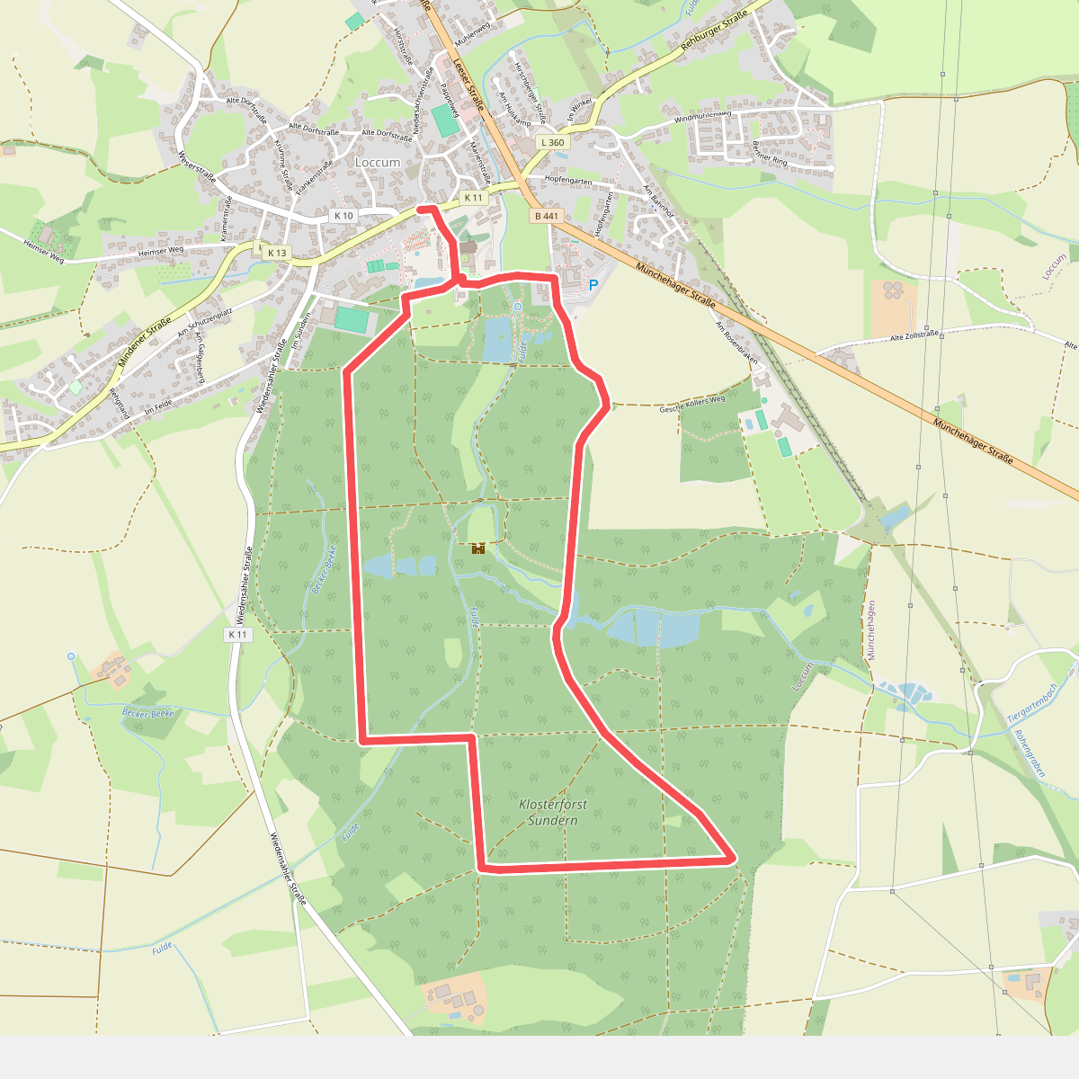 Weg 4 - rot - Wanderung im Loccumer Klosterwald