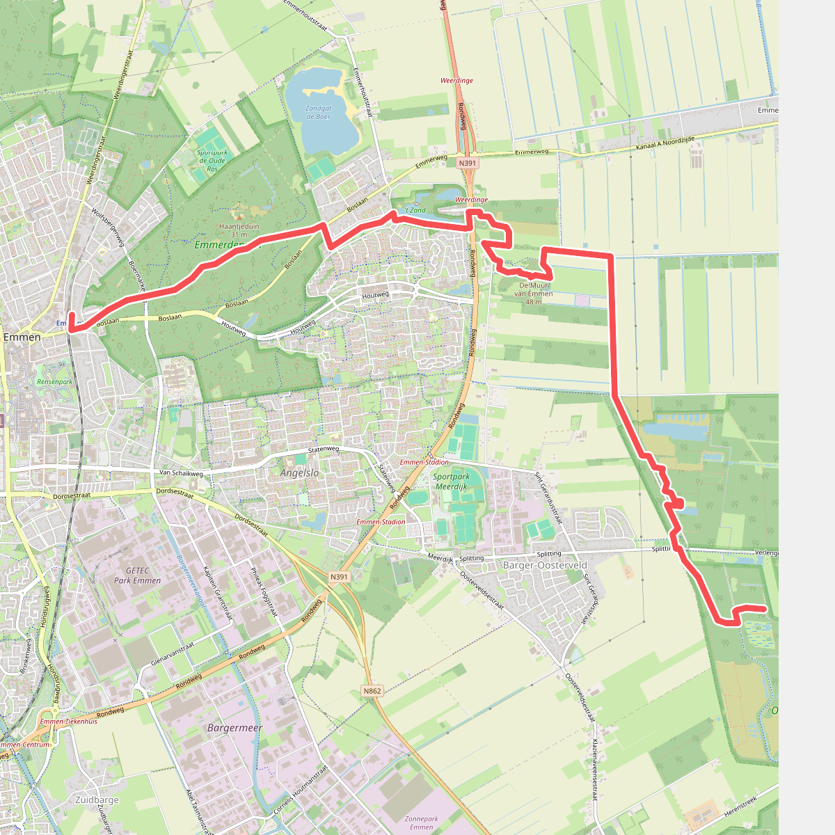 Emmen station - Oosterbos · Noaberpad etappe 24