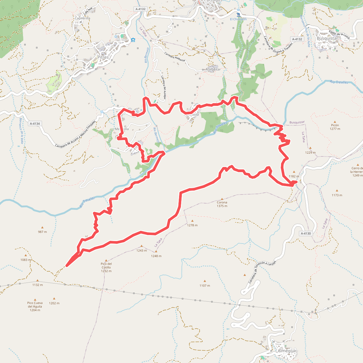 Mecina, Escarihuela de Fondales, Cerro Corona, Escarihuela de Panjuila, Ferreirola