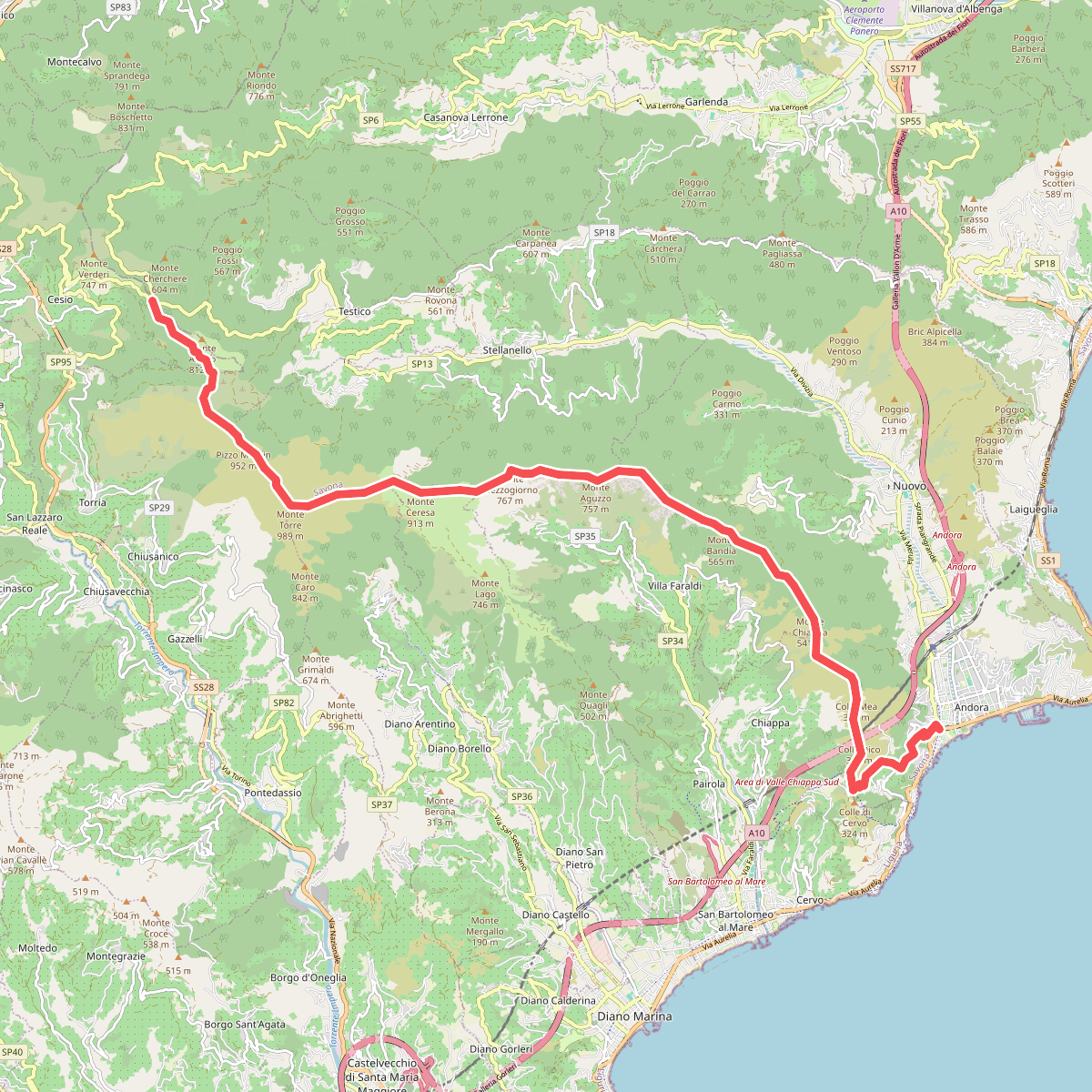 Andora - Pizzo d'Evigno - Passo del Ginestro