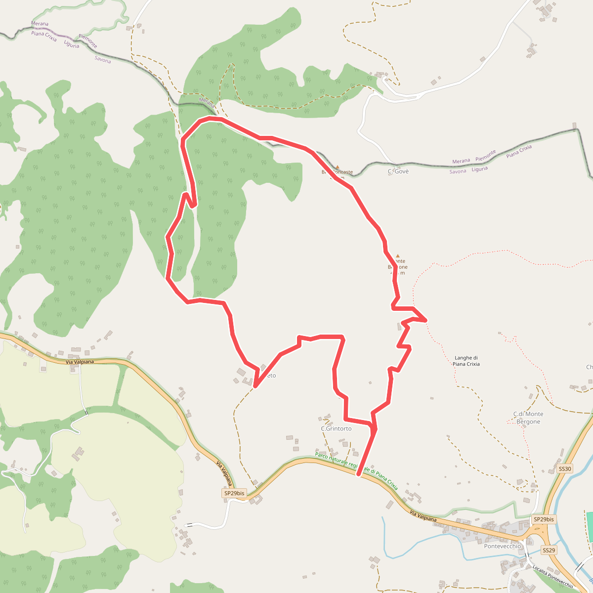 Sentiero 2 del Parco Naturale di Piana Crixia