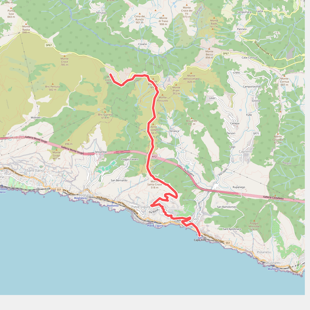 Sori - Pieve Ligure - Monte S. Croce - Cian da Cola - Monte Cordona