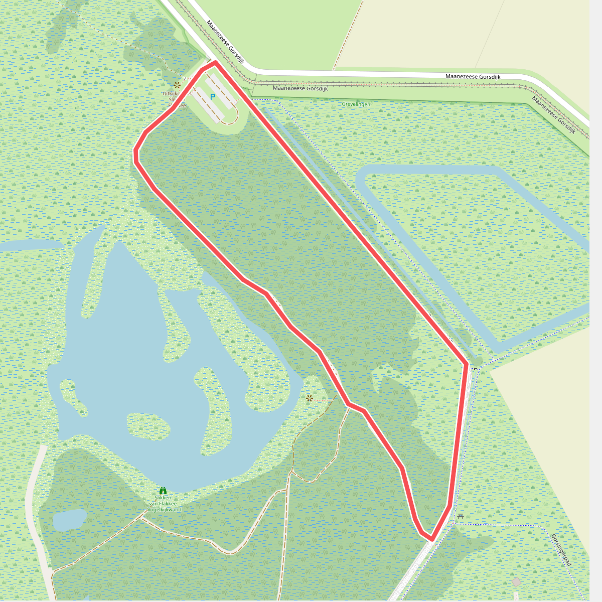 Wandelroute Slikken van Flakkee rood