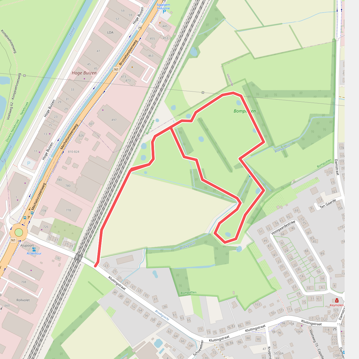 De Bomputten - rode wandelroute 1,5 km