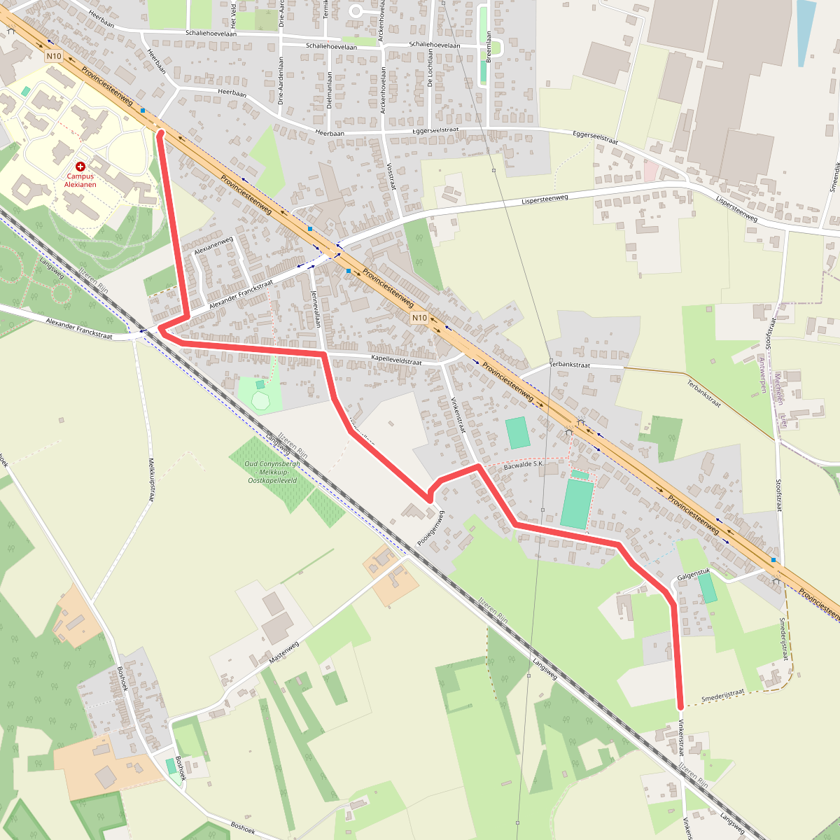Boshoekpad Verkorting