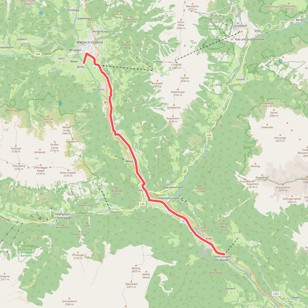 St. Johann im Walde – Huben – Matrei in Osttirol - Iseltrail etappe 2