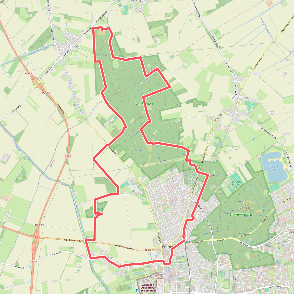Rondwandeling Emmen, Westenesch en Valtherbos