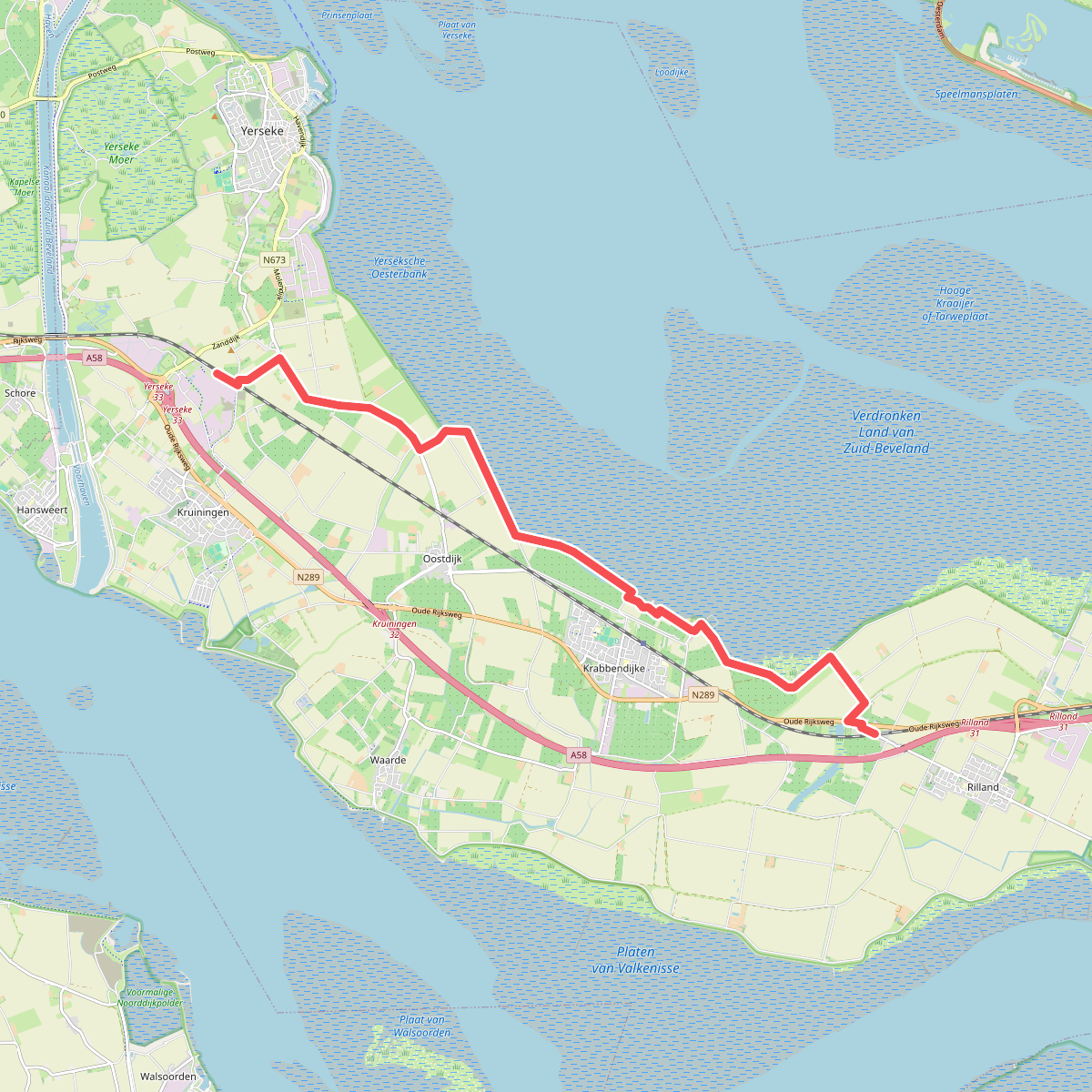 Station Rilland-Bath - Station Kruiningen-Yerseke · Oosterscheldepad etappe 14