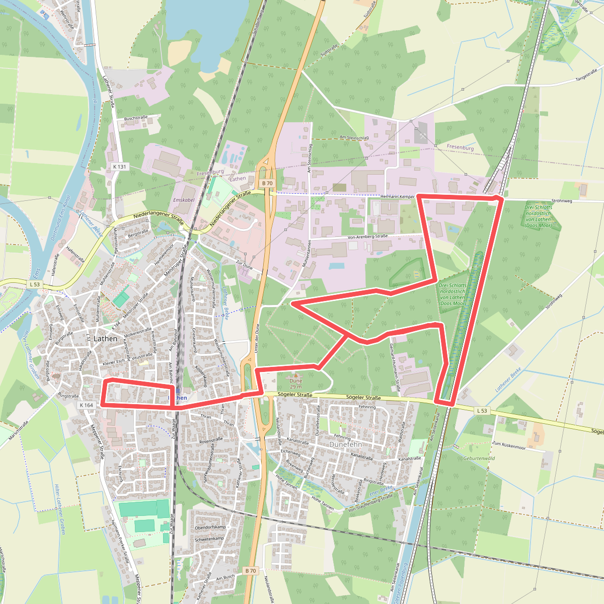 Wanderweg Lathen Krankenhaus-Wald