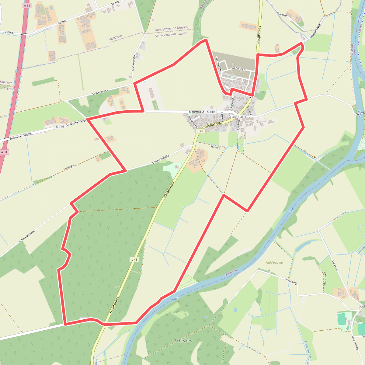 Wanderweg Sustrum Ort