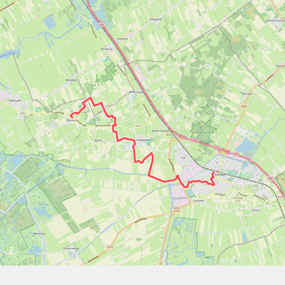 Paasloo - Steenwijk station · Overijssels Havezatenpad etappe 15