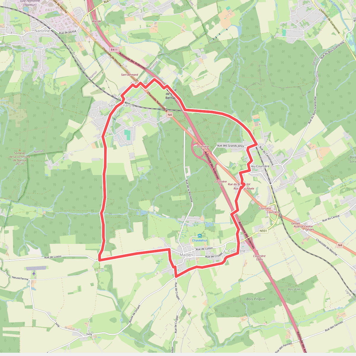 Promenade 10 Sart-Bernard - Courrière - Maillen