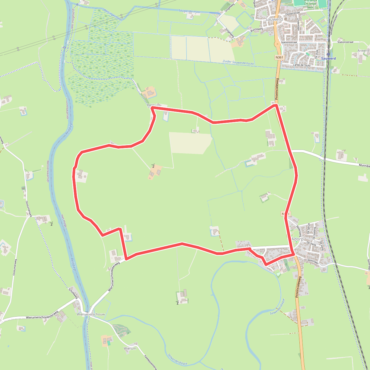 Ommetje Adorp west (rondje Hekkum)