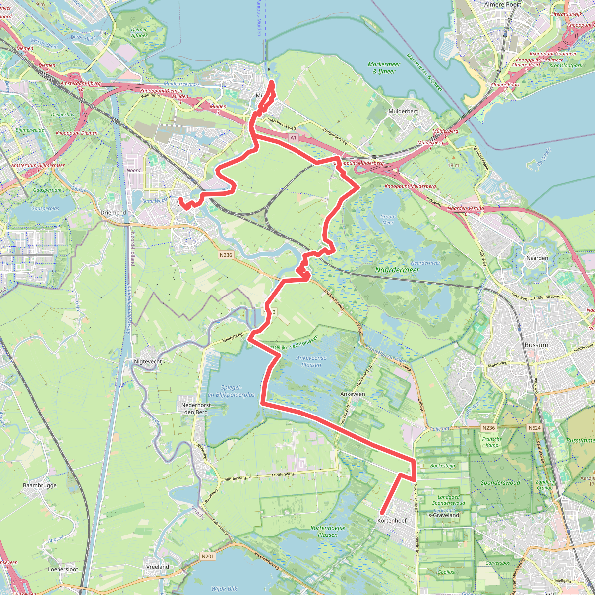 Weesp station - Kortenhoef · Floris V-pad etappe 2