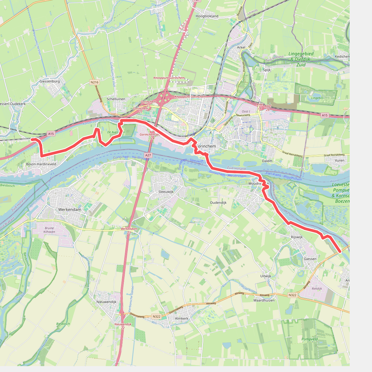 Hardinxveld-Giessendam - Wilhelminasluis (Giessen) · Pelgrimspad etappe 8