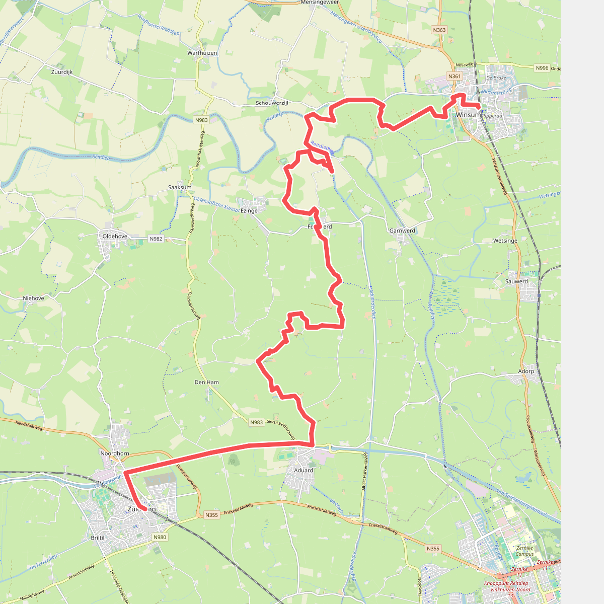 Reitdiepveer korte wandeling