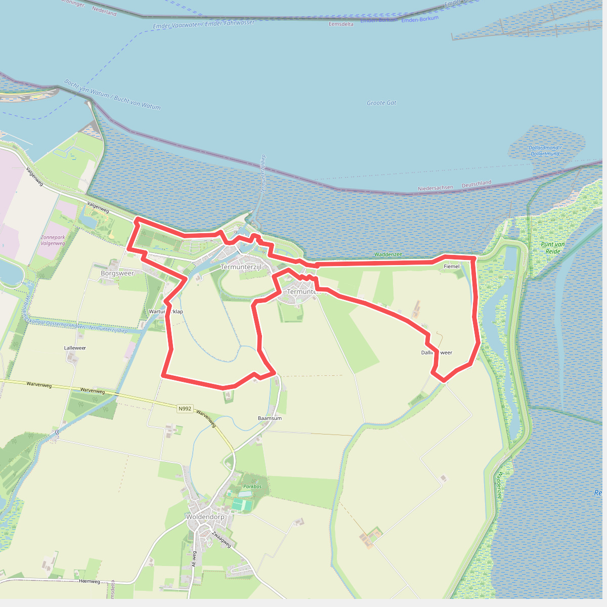Wandelroute van Termunterzijl naar Punt van Reide
