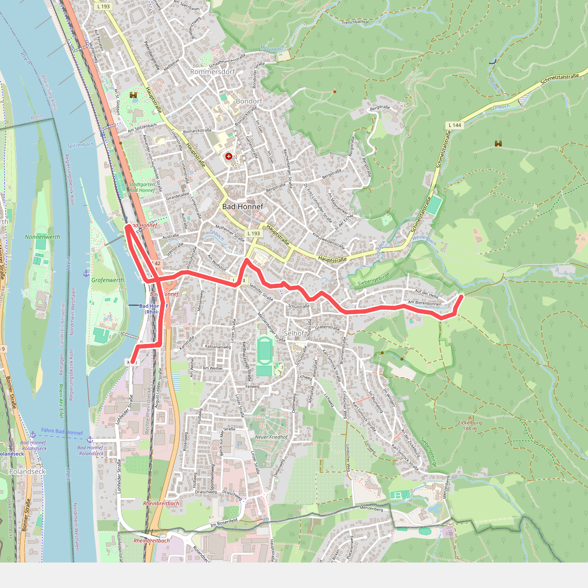 Rheinsteig-Zuweg Bad Honnef (Süd)
