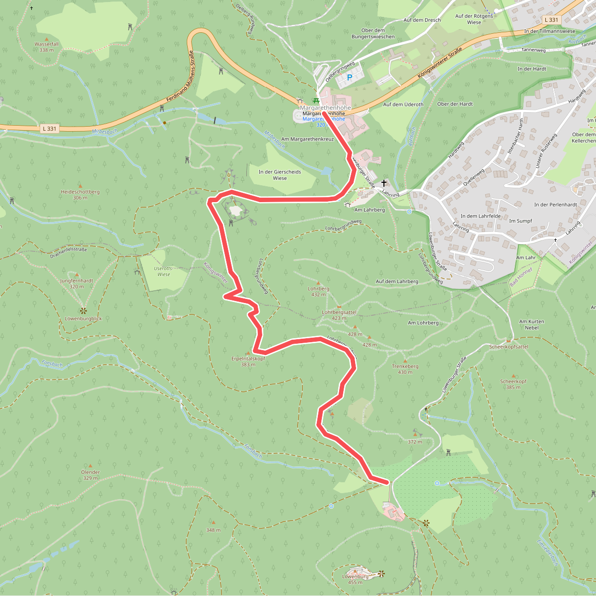 Rheinsteig-Zuweg Margaretenhöhe-Petersberg
