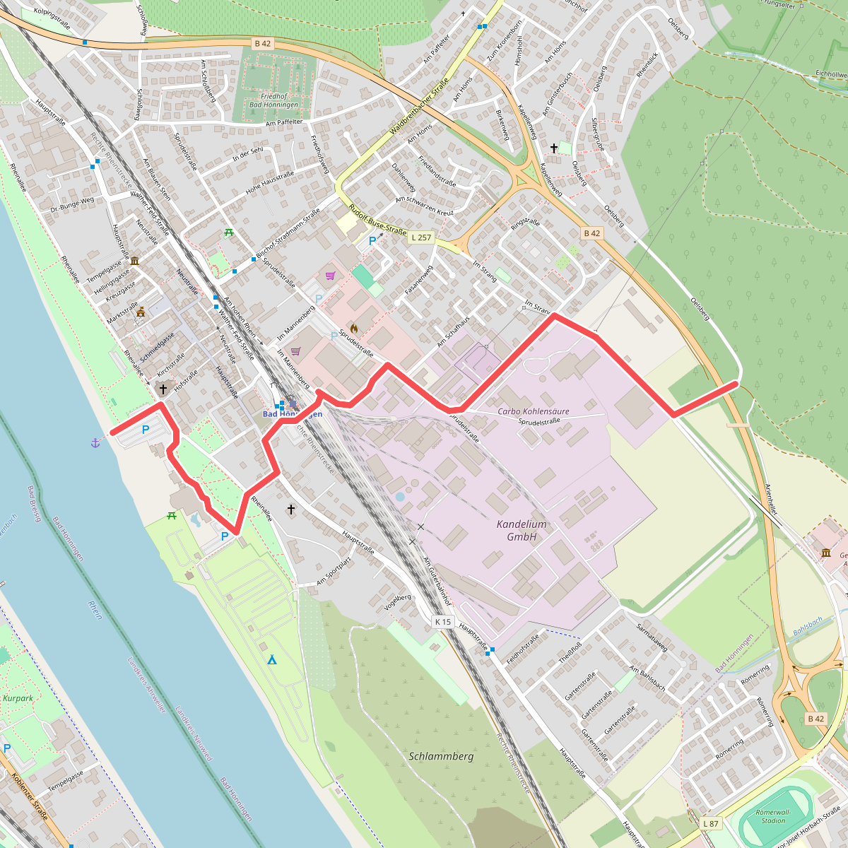 Rheinsteig-Zuweg Bad Hönningen (Süd)