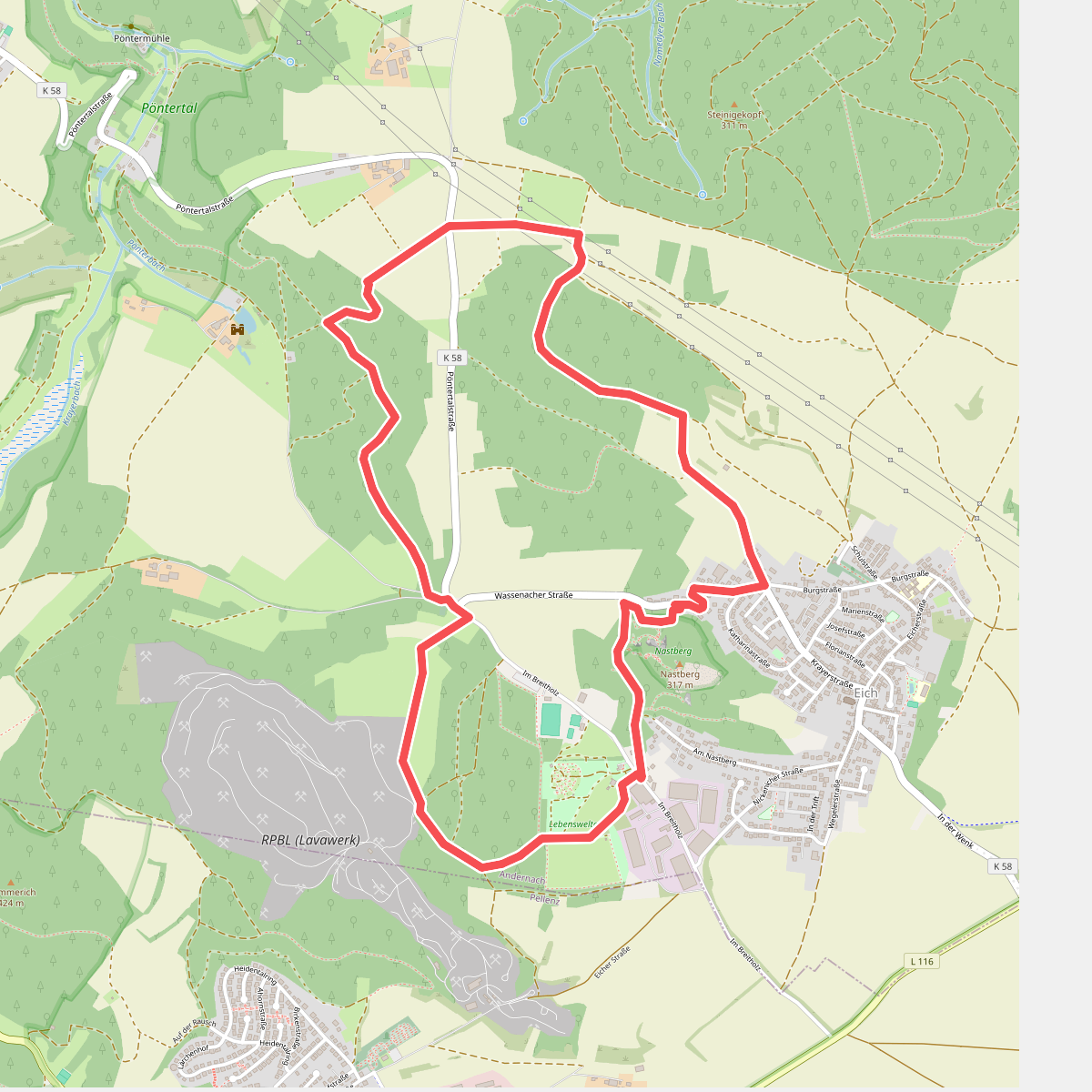 Rundwanderweg Andernach-Eich Variante gelb