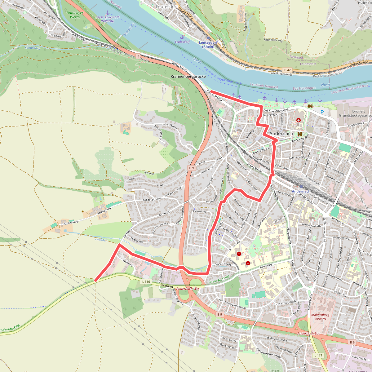 Rheinburgenweg Zugangsweg Andernach