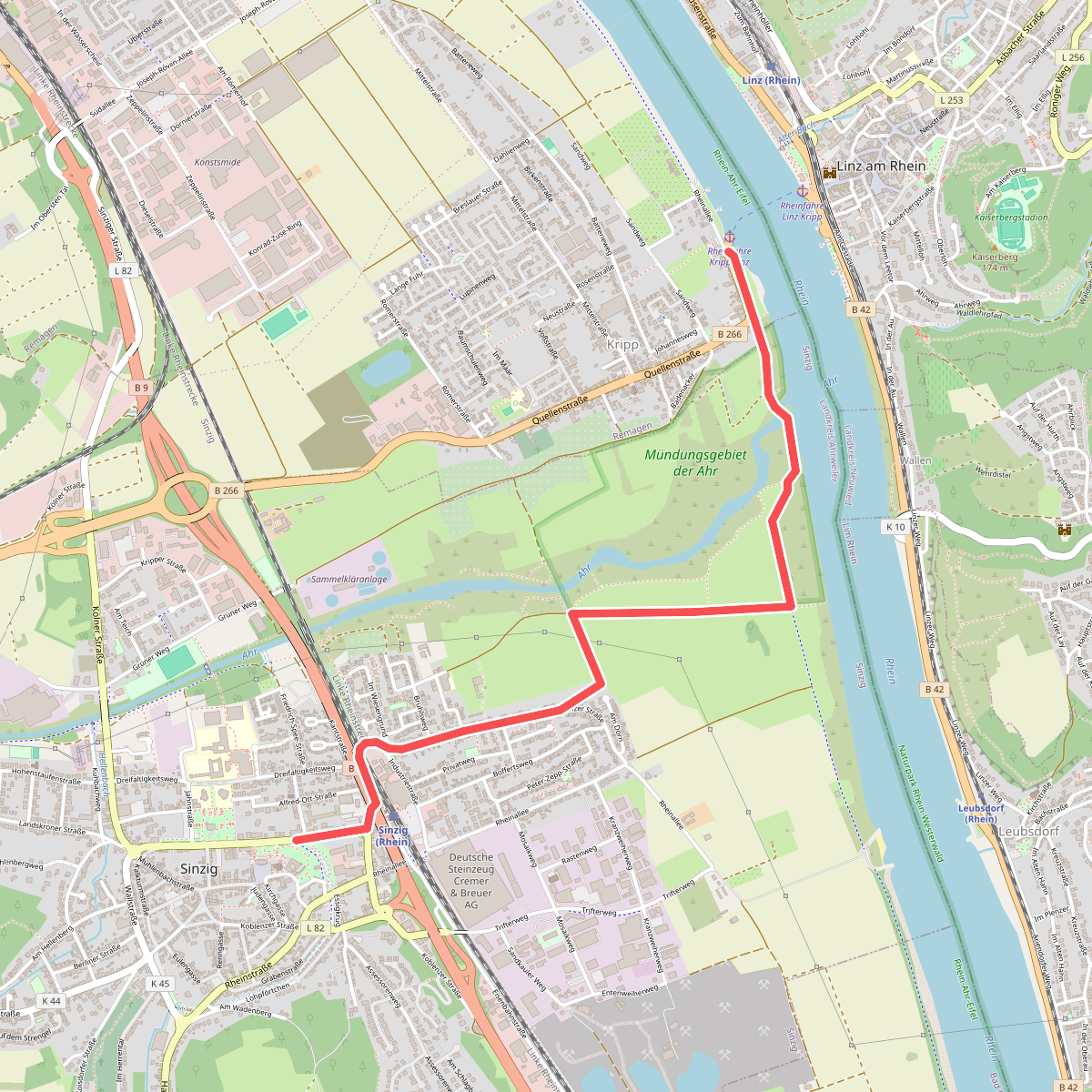 Rheinburgenweg Zugangsweg Kripp