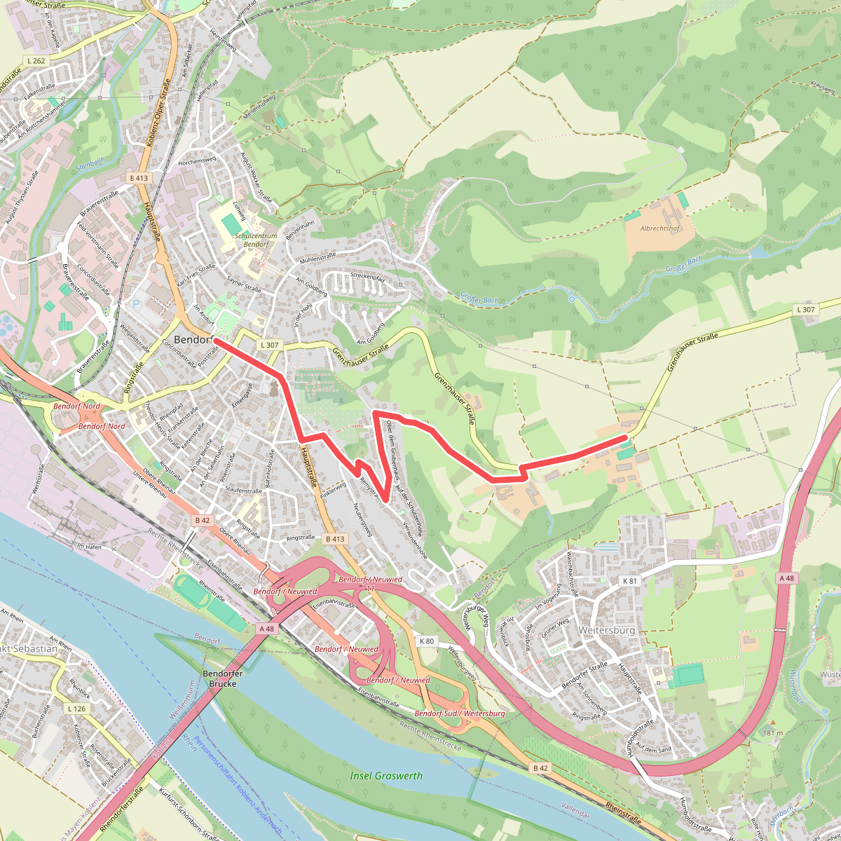 Rheinsteig-Zuweg Bendorf (Süd)