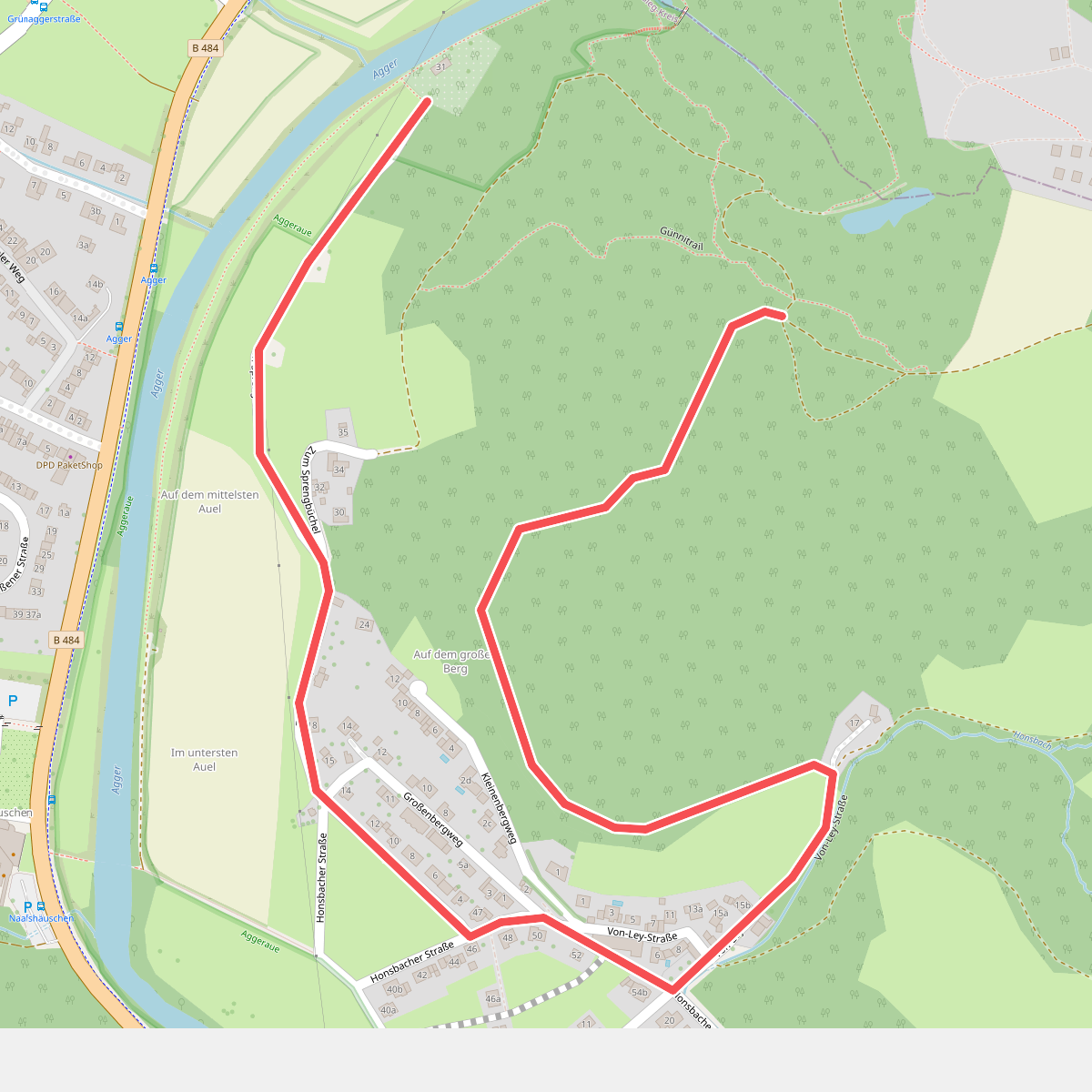 Wanderweg Doppelbalken Neuhonrath