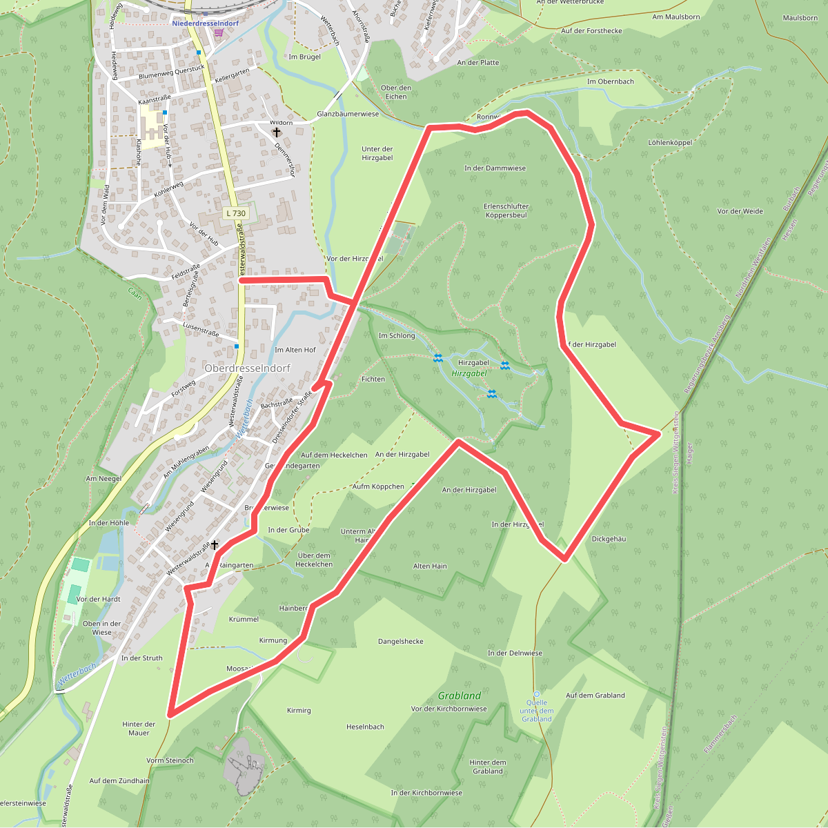 Rundweg O2 Burbach-Oberdresselndorf auf die Hirzgabel