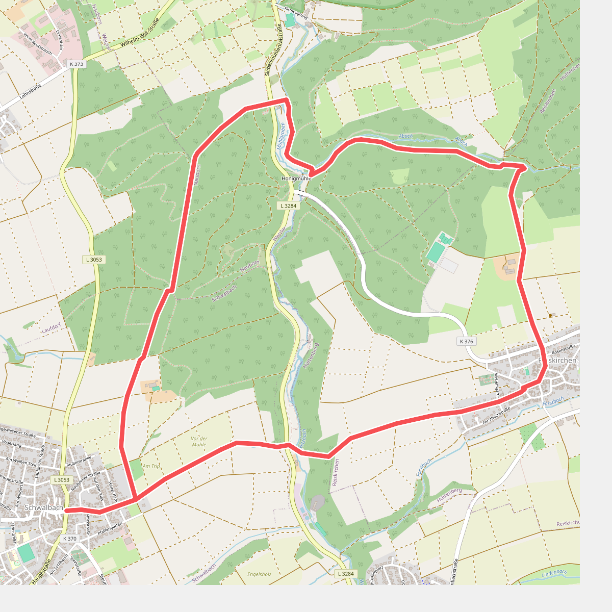 Rundwanderweg Eichenblatt Reiskirchen - Schwalbach