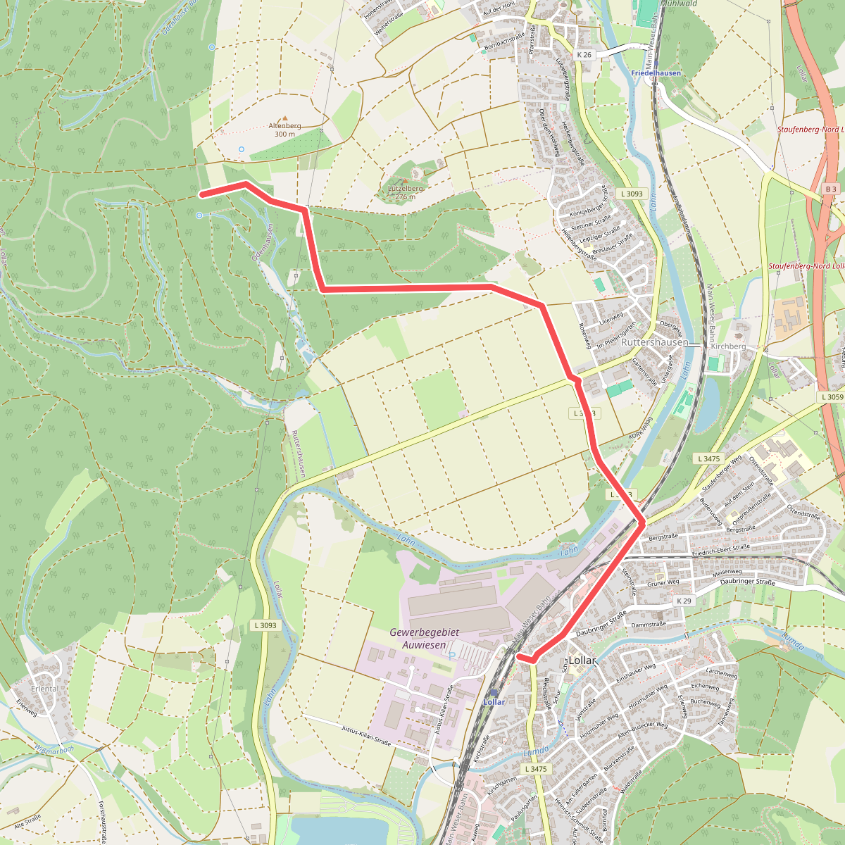 Zugangsweg zum Lahnwanderweg (ab Bahnhof Lollar)