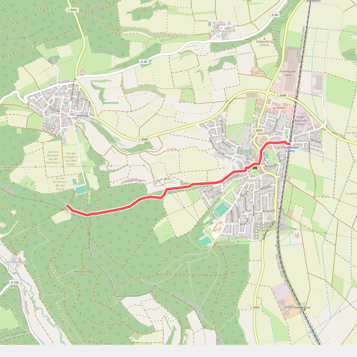 Zugangsweg zum Lahnwanderweg (ab Bahnhof Fronhausen)