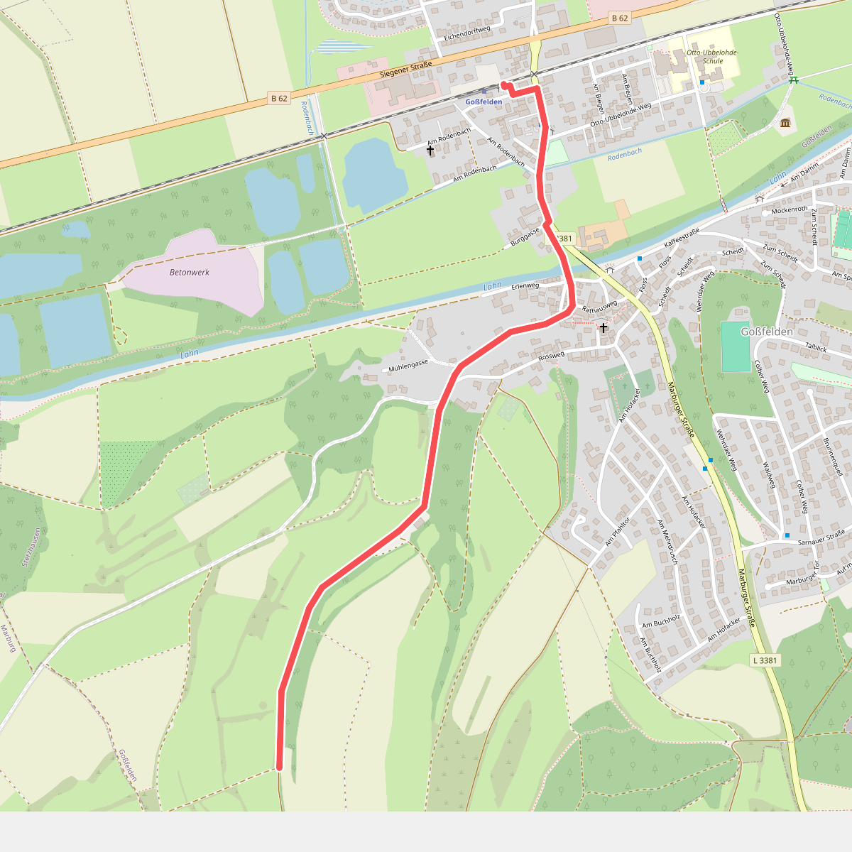 Zugangsweg zum Lahnwanderweg (ab Bahnhof Goßfelden)
