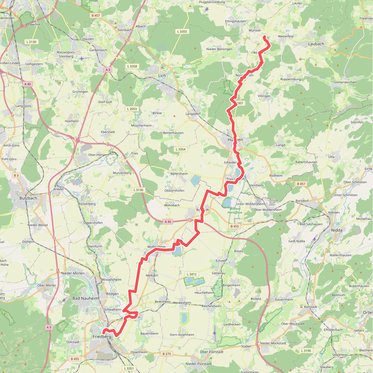 Lutherweg 1521 (Teilstück Münster-Friedberg) Variante Ost