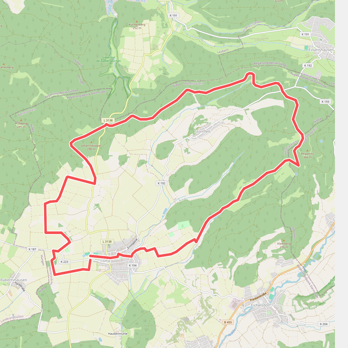 Drei Schneidenweg rot