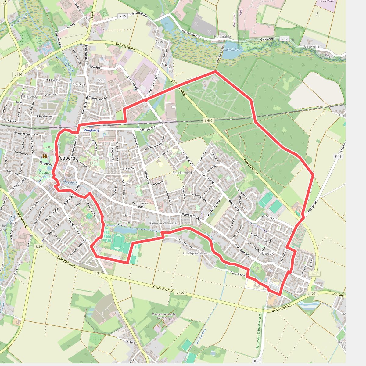 Nordic Walking Park Wegberg Route Rot