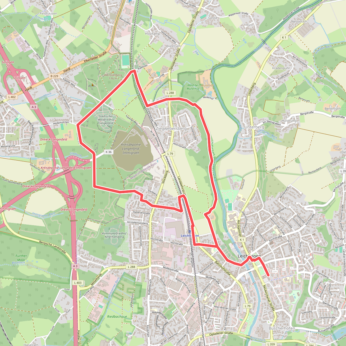 Leichlingen Stadtpark Rundweg A2