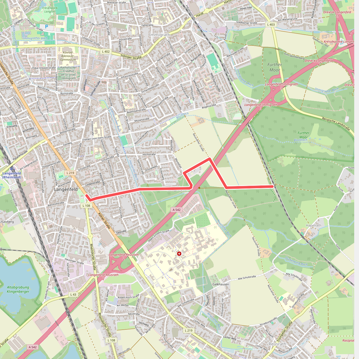Neanderlandsteig Zuweg Reusrath Nord