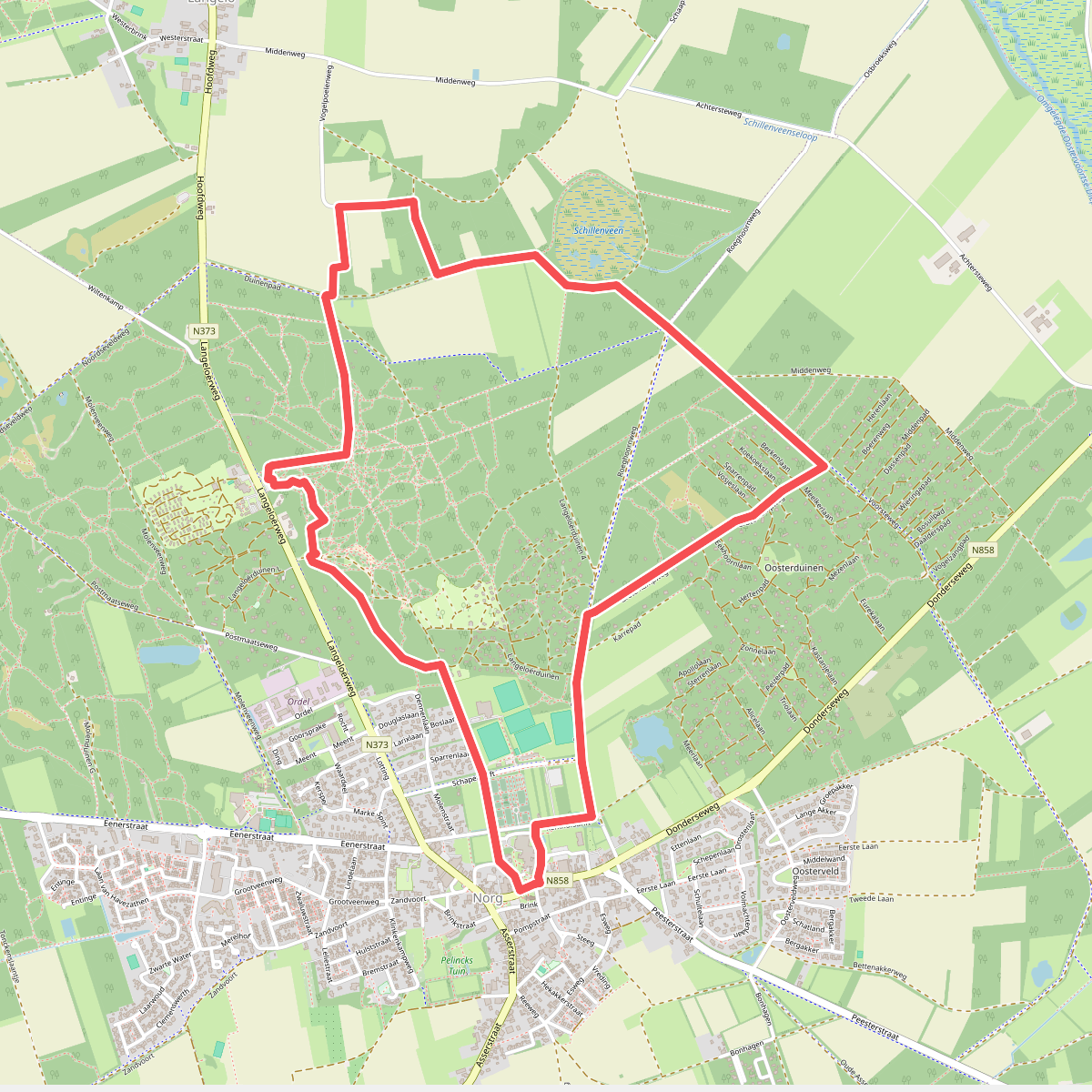 Gele paaltjesroute Norg | richting Langelo